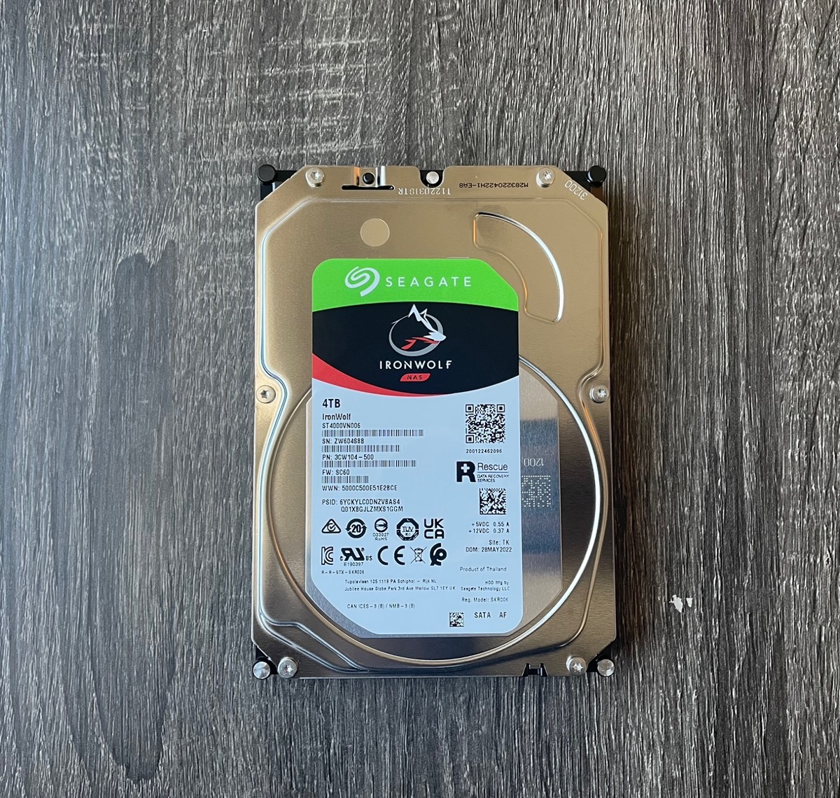 An image of a 4 TB Seagate hard drive.