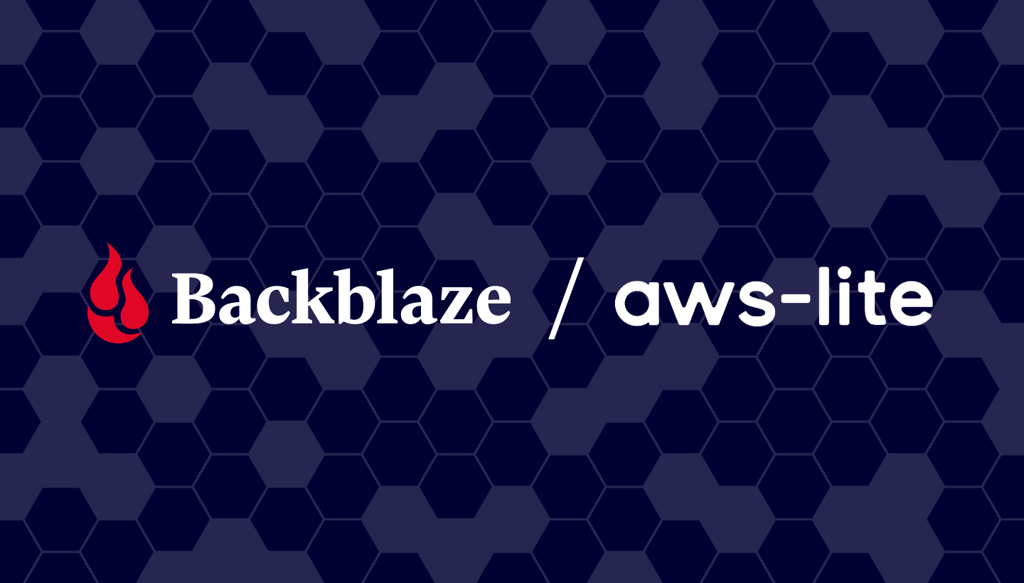 A decorative image showing the Backblaze and aws-lite logos.